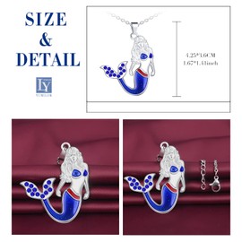 Yumilok Women's Necklace Stainless Steel with Mermaid Pendant Thermal Mood Colour Changing for Women Men Girls, Stainless Steel