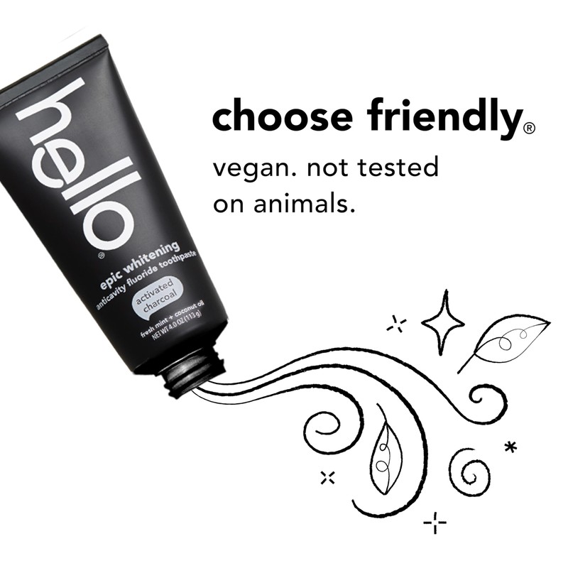 Hello Activated Charcoal Toothpaste, Fluoride Toothpaste with Activated Charcoal, Teeth