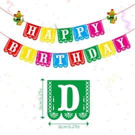LLMSIX Fiesta Happy Birthday Banner Decorations Happy Birthday Mexican Banner of The Dead Decoration Mexican Party Banner Fiesta Decorations Mexican Theme for Cinco De Mayo Party Backdrop Supplies