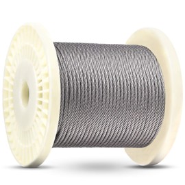 Favordrory 1/8 inch T316 Grade Stainless Steel Wire Rope Cable (1 Roll of 100 Feet)
