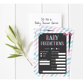 Inkdotpot 50 Prediction Cards For Baby Shower Game It’s A Boy It’s A Girl Stripe Gender Reveal Party Supplies-Fun Baby Shower Game Favors