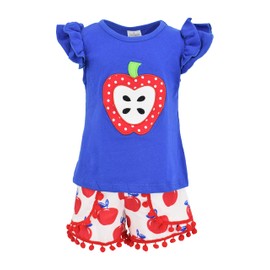 Unique Baby Girls Back to Grade School 2pc Apple Boutique Shorts Set (8)