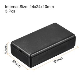 sourcing map Mini Dustproof Junction Box 50x27x14mm ABS for Electrical Project (Black, Pack of 3)
