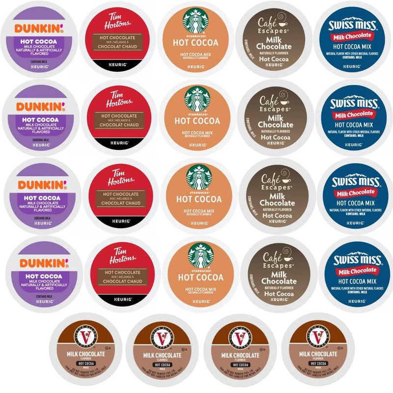 Milk Chocolate Hot Cocoa K-Cups Pods Variety Sampler. Includes Swiss
