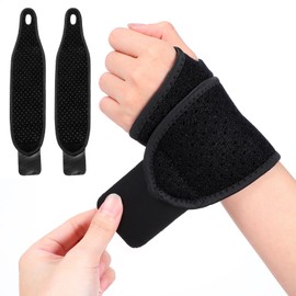 Heclia 2 Pack Carpal Tunnel Wrist Brace for Men, Compression Wrist Wraps Support for Women, Thumb Brace Left & Right Hand, Sweat-Proof Adjustable Wristband for Tunnel Arthritis Tendonitis - Black