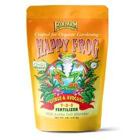 FoxFarm Happy Frog Citrus and Avocado Fertilizer- OMRI Listed Citrus Fertilizer, Slow-Release Nitrogen, Calcium & Sulfur for Citrus & Avocado Trees - 4 lb