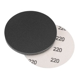 sourcing map 5 Inch Sanding Disc 220 Grit Hook and Loop Wet Dry Usable Silicon Carbide C-Weight Backing Sandpaper for Orbital Sander 10Pcs
