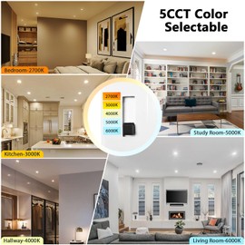 LVWIT 4 inch LED Recessed Lighting, Slim Can Lights with White Cover, 5CCT Dimmable Downlight with E26 Conversion Kit, 48 Pack