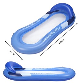 OUQIWEN Inflatable Swimming Bed, Floating Lounge, Floating Air Mattress with Mesh, Water Hammock Lounge Chair, Pool Lounge Air Mattress 160 x 90 cm