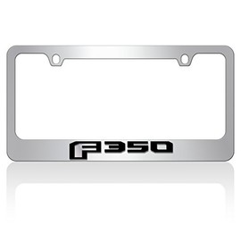 Eurosport Daytona- Compatible with 2015, Ford F-350, Black Word, Mirror F - Chrome License Plate Frame