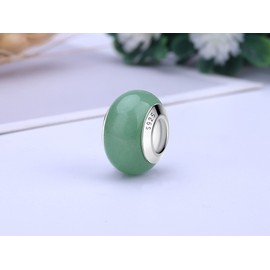 Nbsameng - Abalorio de plata de ley 925 de vidrio de Murano, con abalorio de flores transparentes, varios colores, para mujer, pulsera y collar, regalo de joyería, Plata de ley Vidrio Plata Piedra, No