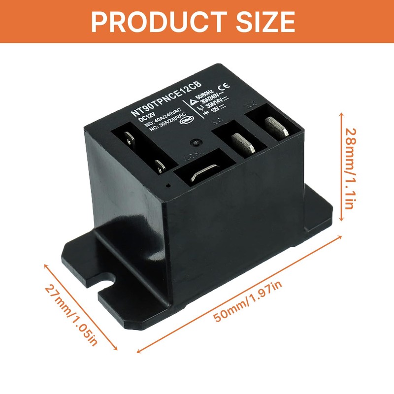 JAMHER 1 Pack NT90-DC12V-10X Power Relay DC 12V Coil 30A