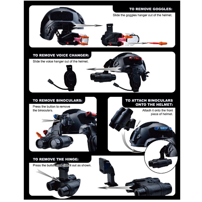 Kids Tactical Multifunctional Helmet Set for Battle Game, Police Cosplay