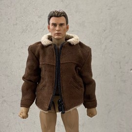 FIGLot MO-SDJK-TN: 1/12 Light Brown Suede Zipper Jacket w/ Fur Collar for 6" slim body