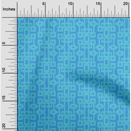 oneOone Cotton Poplin Twill Turquoise Blue Fabric Geometric Dress Material Fabric Print Fabric by The Yard 56 Inch Wide