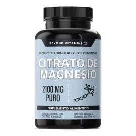 Beyond Vitamins Citrato De Magnesio 2100mg - 100% Puro Beyond Vitamins | Sin Sabor | Suplemento Alimenticio Magnesium Citrate | 180 Cápsulas