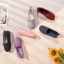 EverFoams Women's Cosy Memory Foam Slippers, Lightweight Terry Towelling Low Shoes with Non-Slip Rubber Sole, black