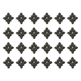Pastlla 24Pcs Antique Bronze Corner Appliques Decorative Edge Protector Vintage Style Edge Safety Guard Covers Metal Embellishments for Furniture Cabinet Table Jewelry Box Case (Single Hole, 1.18")