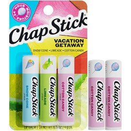 ChapStick Bálsamo Labial, Colección Vacaciones (Cono de Nieve, Limonada y Algodón de Azúcar) + 2 Algodón de Azúcar, 0.15 onzas cada uno (Set de 5 Piezas)