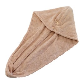 EOROC Hair Towel, Hair Dry Towel, Double Layer, Thick, Absorbent, Reduces the Strain on Hair, Easy to Take a Bath, Hand Dry (Brown)