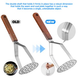 Tmflexe UPGRADED Potato Masher Stainless Steel Heavy Duty Strong Anti-slip Handle Not Easy to Bent Easy to use Sturdy Construction