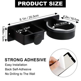 RETON Hair Dryer Holder Wall Mounted, Adhesive Blow Hairdryer Holder Stainless Steel, Hair Straightener Holder Storage, Hair Tool Organizer for Bathroom Curling Iron Salon Hair Care (Black)