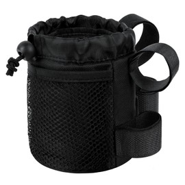AUAUY Bike Water Bottle Holder, Bike Cup Holder Bicycle Handlebar Drink Holder, Bike Cup Holder Phone Bag with Mesh Pockets for Mountain Bike, Scooter, Folding, Road Bike, Boat, Wheelchair