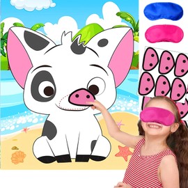 Moana Party Decorations Pin The Nose on The Pig Pin Game for Kids Moana Birthday Party Favors Pig Poster Decorations
