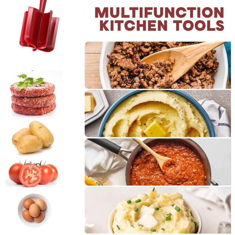 LxcshLjx 2PCS Meat Chopper, Multifunctional Meat Masher, Heat Resistant Potato