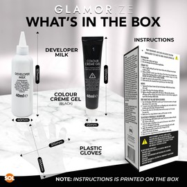 Glamorize 2pk 4 Step Advanced Creme Colour Black Hair Dye No. 1 – Long Lasting Colour with Up to 100% Grey Coverage, No Bleach Hair Dye Black Permanent, Dark and Lovely Professional Hairdye for Women