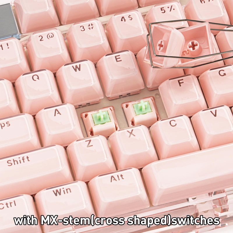 GEKUCAP Pink Clear Keycaps, Translucent Custom Keyboard Key Cap, MDA