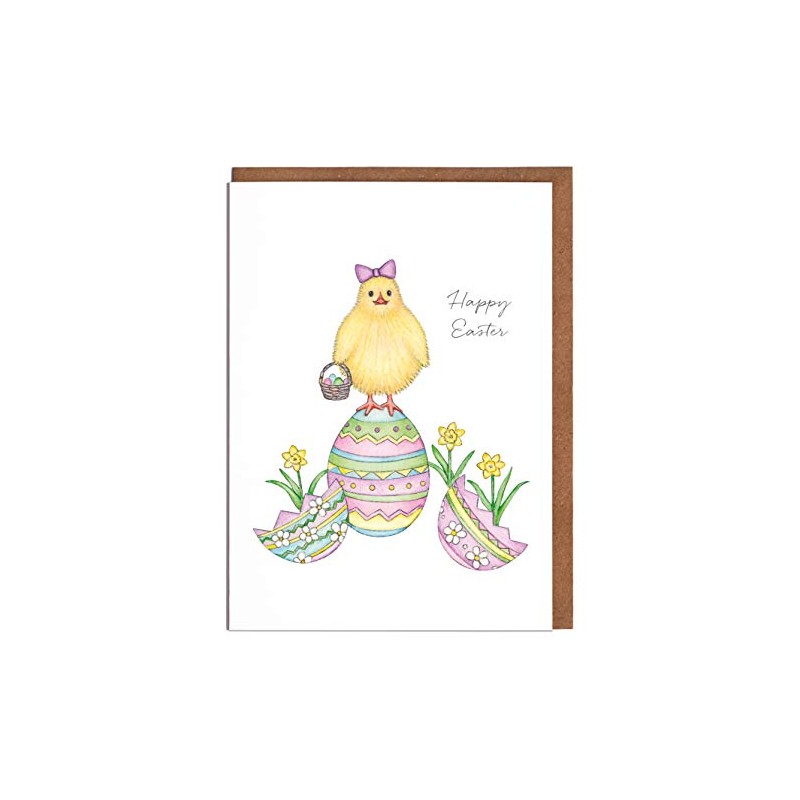 Chick & Easter Eggs Easter Card - 'Happy Easter'