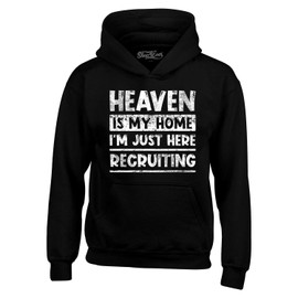 shop4ever Heaven is My Home I'm Just Here Recruiting Religious Christian Hoodie Sweatshirts X-Large Black
