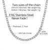 Richsteel Women's Mens 3mm Round Cubic Zirconia Tennis Necklace Stainless