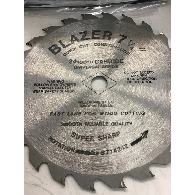 Blazer 7.25” 24T Carbide Circular Saw Blade With 5/8 Hole