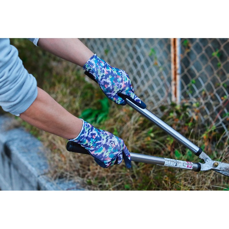 Twaron SG-R102 Natural Rubber Backless Gloves, Blur Pattern Blue, LL