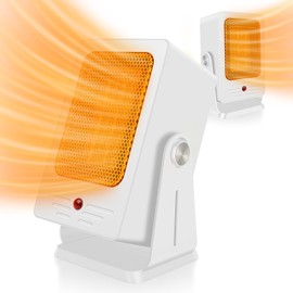 Verminget Portable Space Heaters for Indoor Use,Desktop Heater with 900W PTC 2s Fast Heating, 30° Adjustable Angle Design Small Electric Heater Lightweight for Personal, Office,Room,White