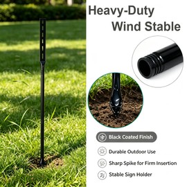 Bstersign 2Pack Heavy Duty Yard Sign Stakes, 52-Inch Long and 1" Diameter Tube Sign Posts, Black