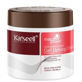 Karseell Crema Definidora de Rizos en Tarro, 500 ml, Crema Leave-In Antifrizz para Cabello Ondulado, Rizado, Afro y con Permanente | dejar en