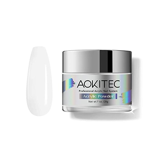 Aokitec Clear Acrylic Powder for Nails, Professional Acrylic Nail Powder,Lasting Acrylic Powder for Extension French Nail Art, Acrylic Nail Supplies Sets for Nails Beginners or Salon (1oz)