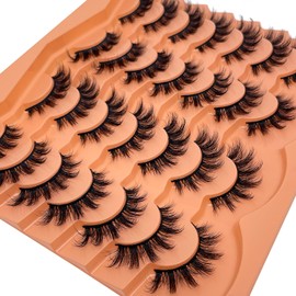 SISIYDY Mink Eye Lashes Wispy False Lash Strips Faux Mink Eyelashes C Curl 3D Cateye Strip Lashes 18mm Long Fake Eyelashes Multipack Pack YH215