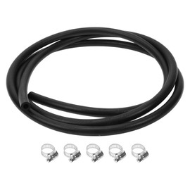 X AUTOHAUX 1 Set Fuel Line Kit Vacuum Hose Automotive Fuel Hose with 5 Clamps 8ft 5/16" ID 0.55" OD Black NBR Rubber