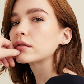 KRKCLIFE Moissanite Earrings, Sparkly Lab Created Diamond Earrings for Women, 0.6 CT, D Color, VVS1, 925 Sterling Silver, 14K Gold 4 Prong Setting Studs Jewelry Gifts for Women, 4mm