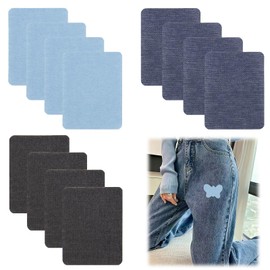 Iron-on Denim Patch High Quality 100% Cotton High Quality Patches for Indoor and Outdoor Use Ideal for Repair and Decoration Blue Shades Size 9.5cm x 12.5cm