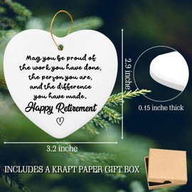 Retirement Gifts for Women,Happy Retirement Christmas Ornament with Gift Box for Coworker Retired Friends Boss Teachers Nurses Mom Grandma - Heart Hanging Plaque