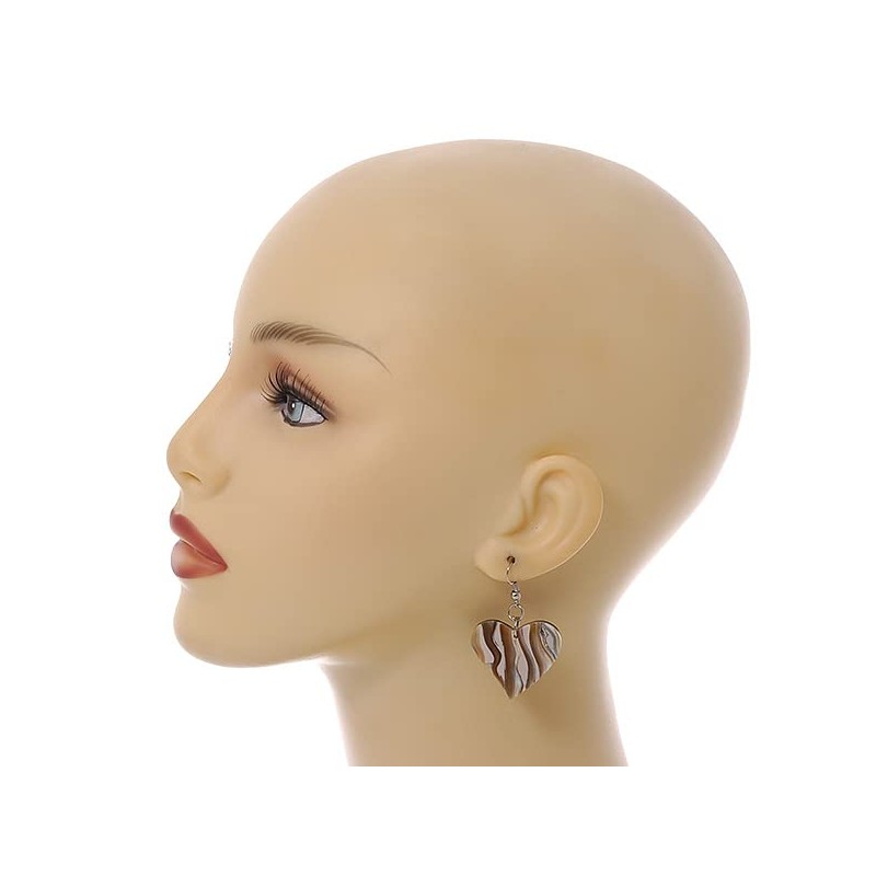 50mm L/Cream/Natural Heart Shape Sea Shell Earrings/Handmade/Slight Variation In Colour/Natural