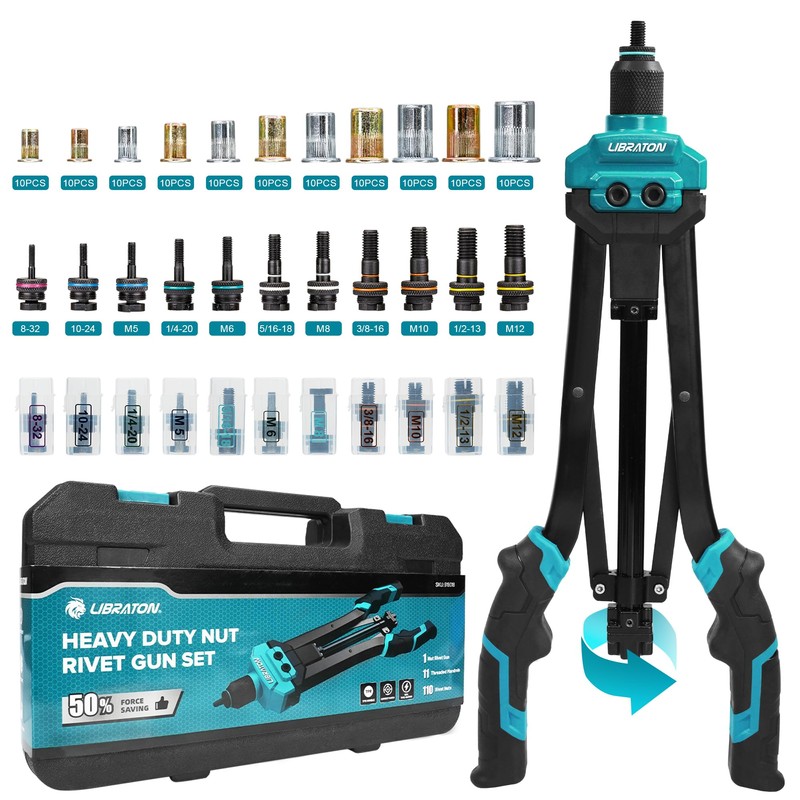 LIBRATON Rivet Nut Tool, 16" Rivnut Tool Kit, Hand Rivet
