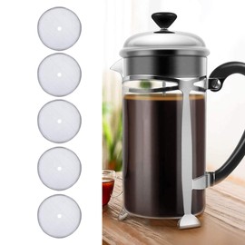 Even Surface Silver Coffee Mesh Filter, Interwoven Mesh Screen French Press Filter, 8cm Diam. Round Filtre for a Mellow Coffee Coffee Lovers, Coffee Shop