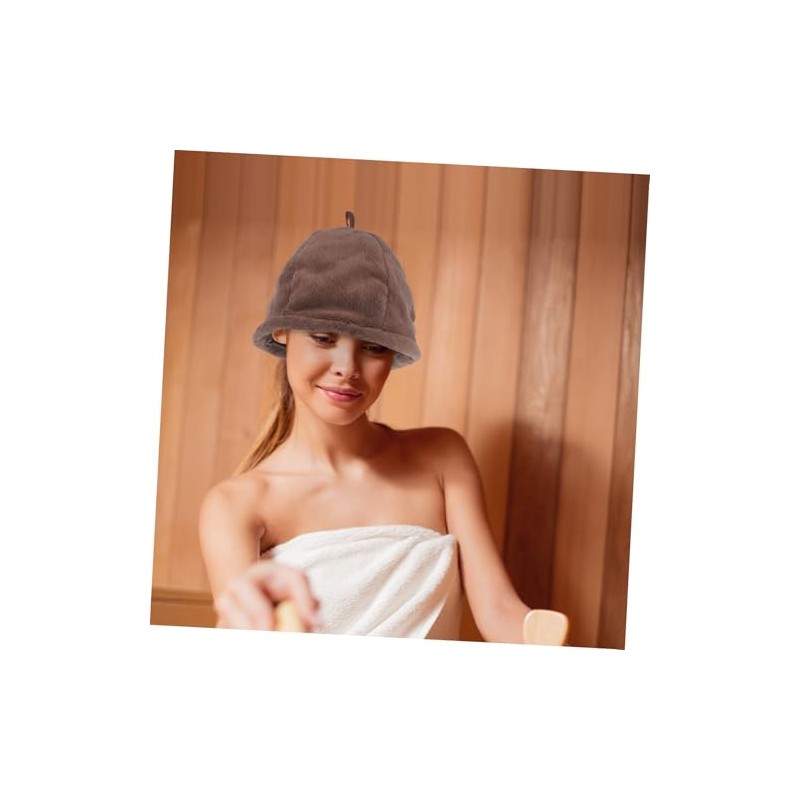 Sombrero Gorro Baño Coral Fleece Sauna Color Café Portátil Secado