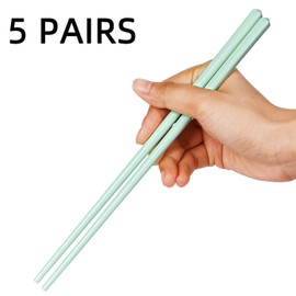 LEETOYI Ceramic Chopsticks Set of 5, Porcelain Chinese Chopsticks Easy To Clean, 9.6-Inch (MixColour)